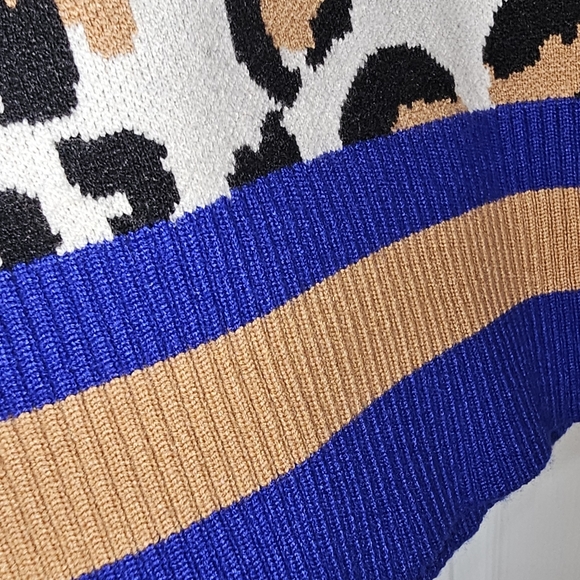 Leopard Print Sweater with Blue Accents - Picture 2 of 9